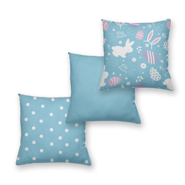 Kit 3 Almofadas Decorativas Own Feliz Páscoa E Poá Tecido Con