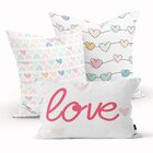 Kit 3 Almofadas Decorativas Own Love E Coração Coloridos