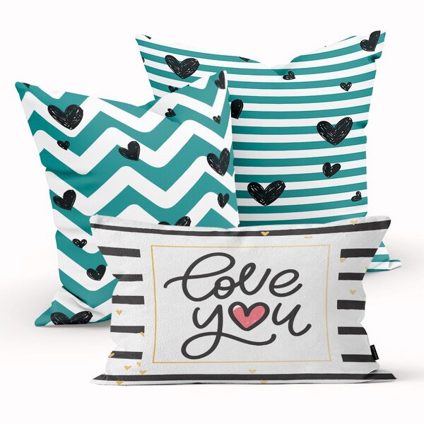 Kit 3 Almofadas Decorativas Own Love You Chevron E Listras