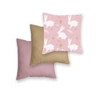 Kit 3 Almofadas Decorativas Own Páscoa Coelhos Fundo Rosa Tec