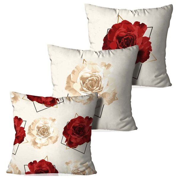 Kit 3 Almofadas Decorativas Rosas