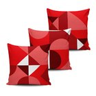 Kit 3 Almofadas Formas Geometricas Vermelha 45x45cm