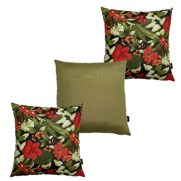 Kit 3 Almofadas Impermeável Antimofo Antiácaro Flor Hibisco V