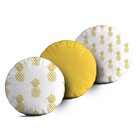 Kit 3 Almofadas Redondas Abacaxi Branco Único