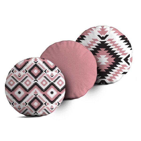 Kit 3 Almofadas Redondas Elementos Abstratos Único