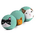 Kit 3 Almofadas Redondas Rostos Gatinhos Único