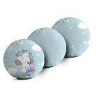 Kit 3 Almofadas Redondas Unicórnio Azul Único