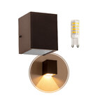 Kit 3 arandela 1 facho marrom + 3 lâmpadas led g9 Bivolt 3000