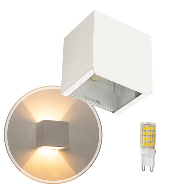 Kit 3 Arandela 2 Fachos Slim Branca + LED G9 5w 3000K Bivolt