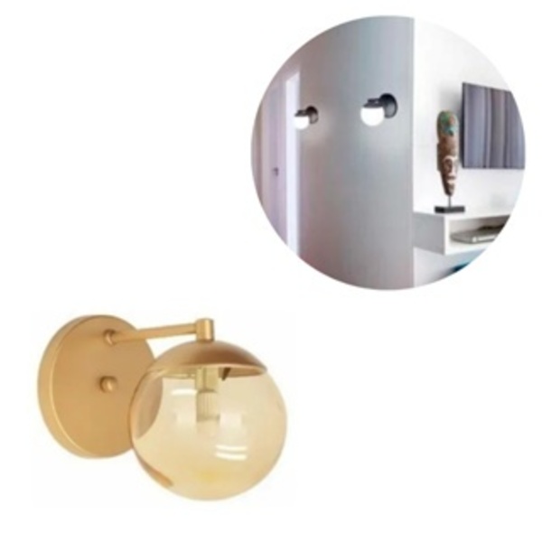 Kit 3 Arandela Globo Jabuticaba Vidro Parede Moon Alumínio G9