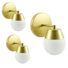 Kit 3 Arandela Jabuticaba Dourada Globo Vidro Leitoso