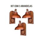Kit 3 Arandela Rústica Estancia Ferradura Madeira Madelustre