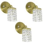 Kit 3 Arandelas Cristal Legitimo Clearwall Redonda Dourada