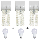 Kit 3 Arandelas De Cristal Acrilico Clearcrillic Quadrada +