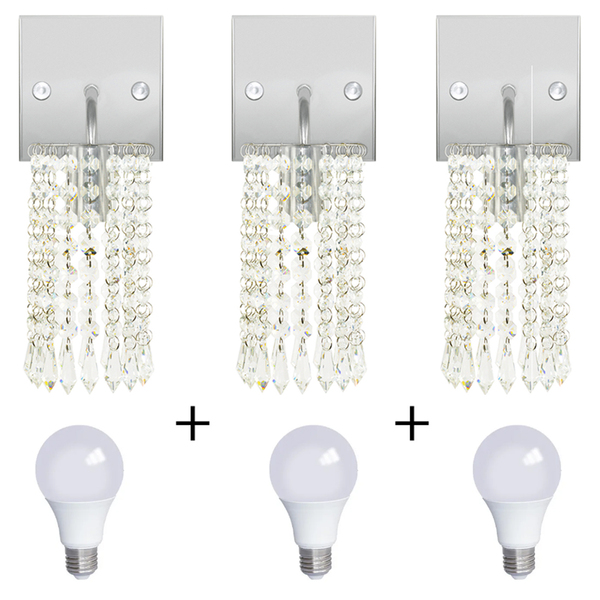 Kit 3 Arandelas De Cristal Acrilico Clearcrillic Quadrada +