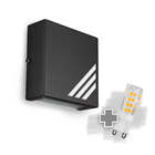 Kit 3 Arandelas Externa Slim 2 Focos M4- Preta + Led G9