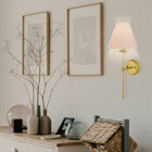 Kit 3 Arandelas Luminária Cúpula Tecido Algodão Dourado