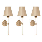 Kit 3 Arandelas Luminária Tocheiro Cúpula Metal Champagne