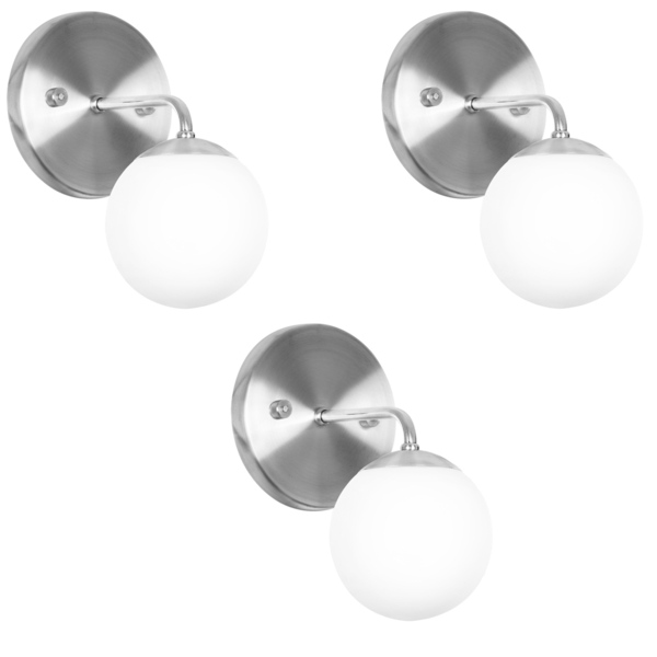 Kit 3 Arandelas Orby Bolinha Escovado