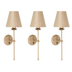 Kit 3 Arandelas Parede Tocheiro Cúpula Metal Botão Champagne