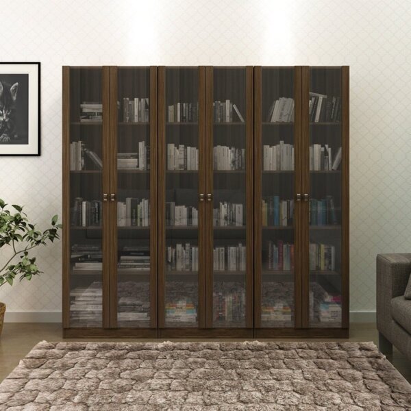 Kit 3 Armários Para Escritório Com Portas De Vidro Me4115