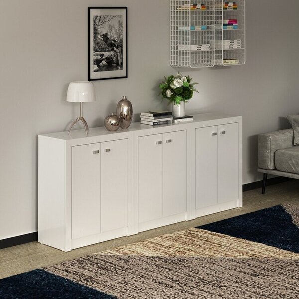 Kit 3 Balcões Me4103 Com 6 Portas E Prateleira 74,5cmx180cm B