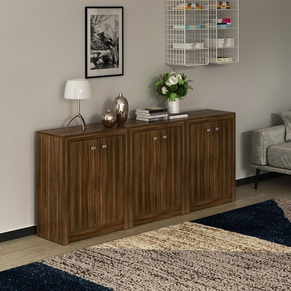 Kit 3 Balcões Me4103 Com 6 Portas E Prateleira 74,5cmx180cm N