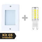 Kit 3 Balizador De Embutir Escada Parede Branco 4x2 Alumínio