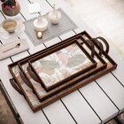 Kit 3 Bandejas Decorativas Abstrato E Ramos Marrom