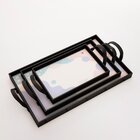 Kit 3 Bandejas Decorativas Abstrato Preta