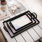 Kit 3 Bandejas Decorativas Abstrato Preta