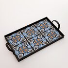 Kit 3 Bandejas Decorativas Azulejo Português Colorido Preta