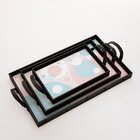 Kit 3 Bandejas Decorativas Bolas Coloridas Preta