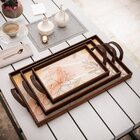 Kit 3 Bandejas Decorativas Flor E Ramo Marrom