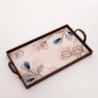 Kit 3 Bandejas Decorativas Flores E Folhas Marrom