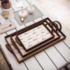 Kit 3 Bandejas Decorativas Love Marrom