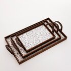 Kit 3 Bandejas Decorativas My Love Marrom