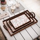 Kit 3 Bandejas Decorativas Ramos Marrom