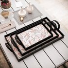 Kit 3 Bandejas Decorativas Ramos Preta