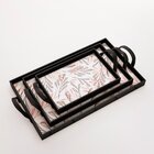 Kit 3 Bandejas Decorativas Ramos Preta