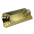 Kit 3 Bandejas Inox Dourado Retangular Fineza