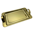 Kit 3 Bandejas Inox Dourado Retangular Fineza