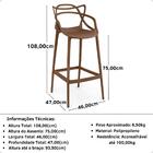 Kit 3 Banqueta Alta Allegra Com Encosto Design Cozinha/bancad