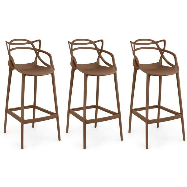 Kit 3 Banqueta Alta Allegra Com Encosto Design Cozinha/bancad