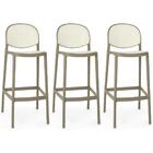 Kit 3 Banqueta Alta Com Encosto Roma Em Polipropileno Cozinha