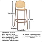 Kit 3 Banqueta Alta Com Encosto Roma Em Polipropileno Cozinha