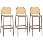Kit 3 Banqueta Alta Com Encosto Roma Em Polipropileno Cozinha