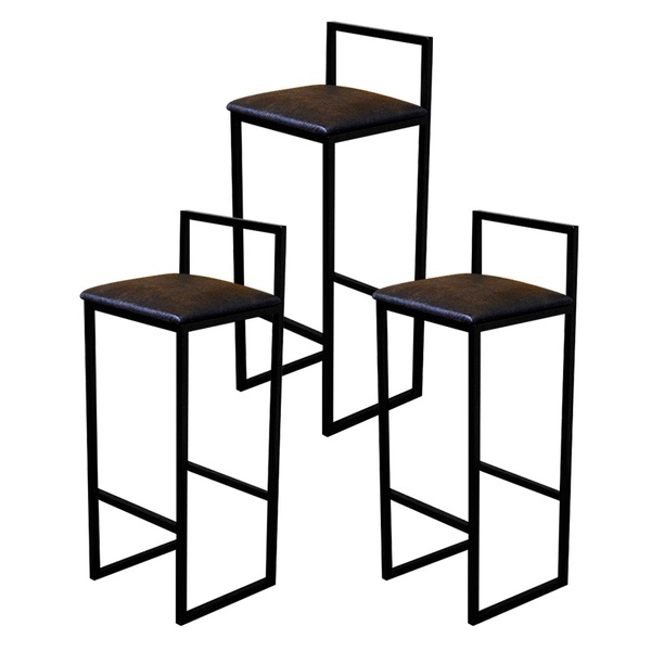 Kit 3 Banqueta Alta Cozinha Bar Balcão Bistrô Industrial Pret