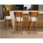 Kit 3 Banqueta Alta Cozinha Estofada Off-white Com Encosto Ma