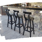 Kit 3 Banqueta Alta De Madeira Com Encosto Girafa Preto